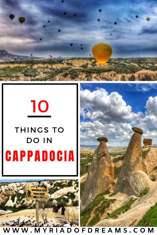 Is Cappadocia on your bucket list and you want to travel this beautiful place in Turkey?Read the post to know the top 10 things to do in Cappadocia, Turkey which you can't miss. Make your trip memorable by visiting the photogenic locations. Click on the link to know the best things to do apart from riding a hot air balloon. #turkey #cappadocia #thingstodoincappadocia #mustvisit