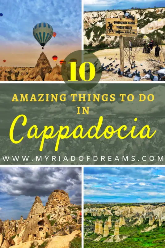 Planning a trip to the fairytale land of Cappadocia, Turkey? Read the post to know the amazing things to do in Cappadocia. Apart from the famous hot air balloon ride, find other interesting things to do and must visit places in Cappadocia,Turkey. #cappadocia #turkey #mustvisitplaces #turkeytravel