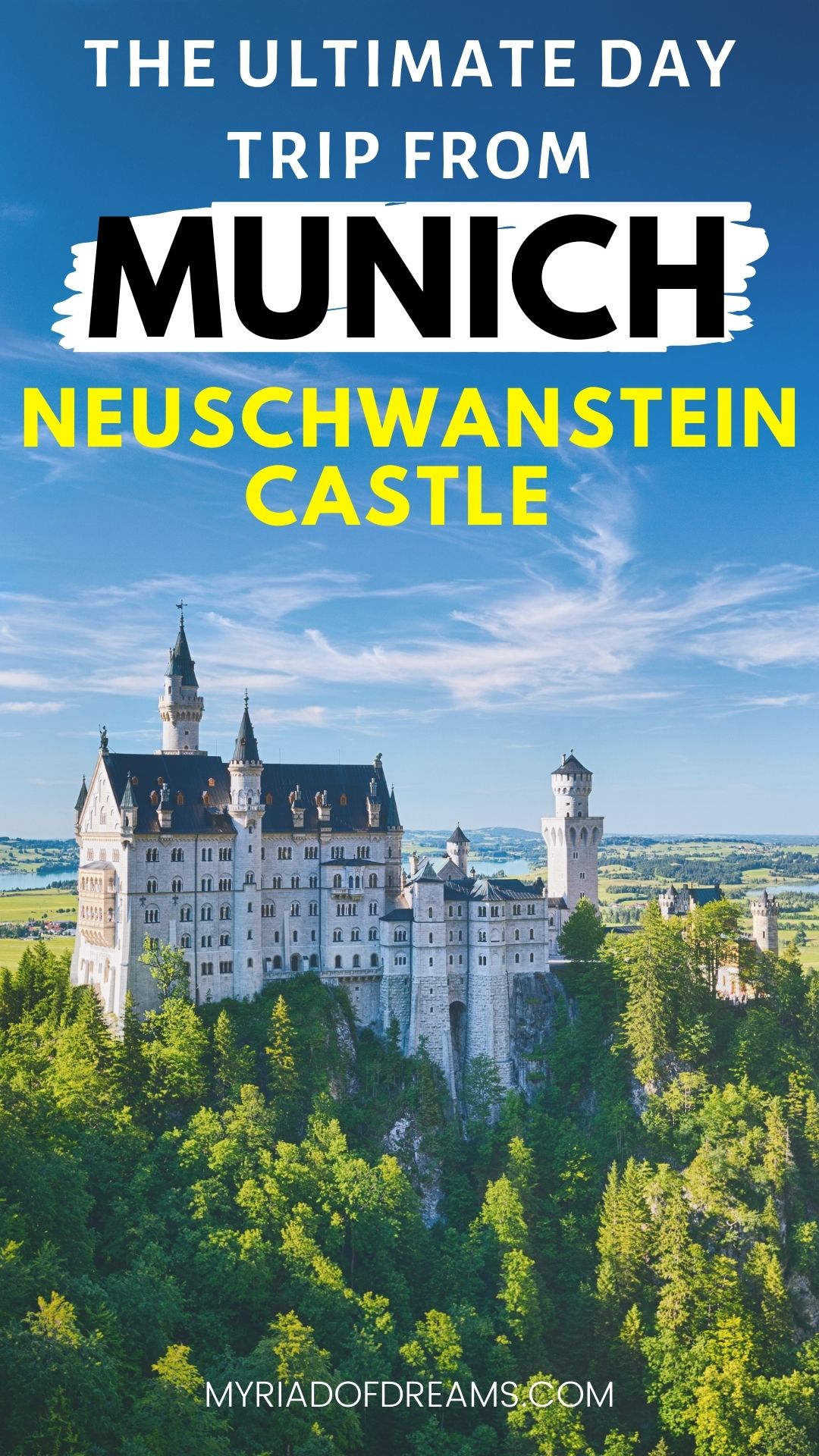 The ultimate guide to neuschwanstein casle in Germany. Explore the fairytale castle in Germany on a day trip from Munich. Read on to find the best ways to visit the castle and the best things to do around Neuschwanstein castle. Beautiful Neuschwanstein photography, Stunning castles in southern Germnay, Neuschwanstein castle instagrammable spots. #germany #europetravel #munich #germanytravelguide