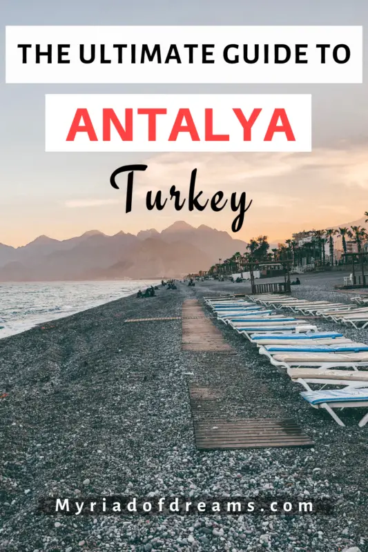 Plan a perfect city break to Antalya with this ultimate guide to Antalya, Turkey. Find out the best things to do in the city including a visit to the old town Kaleici, waterfalls, Lara and Konyaalti beaches. Travel back in time and explore the ruins of the Roman cities of Aspendos and Perge with this one-day itinerary. #antalya #turkey