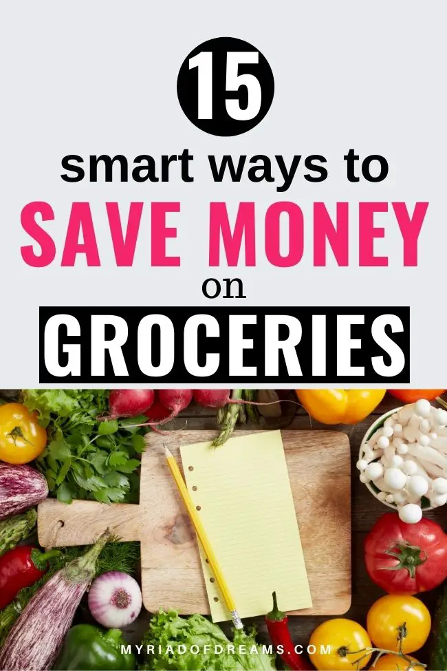 Want to cut your grocery bill in half and looking for some easy ways to save money. Stop blowing your monthly budget and learn to save money on groceries with these easy money saving hacks. Keep your finances under control with these amazing budgeting tips. 15 frugal living tips to help you stop being broke. Save money without apps and coupons. #frugal #savingmoney #savemoney #personalfinance #budgeting #moneytips